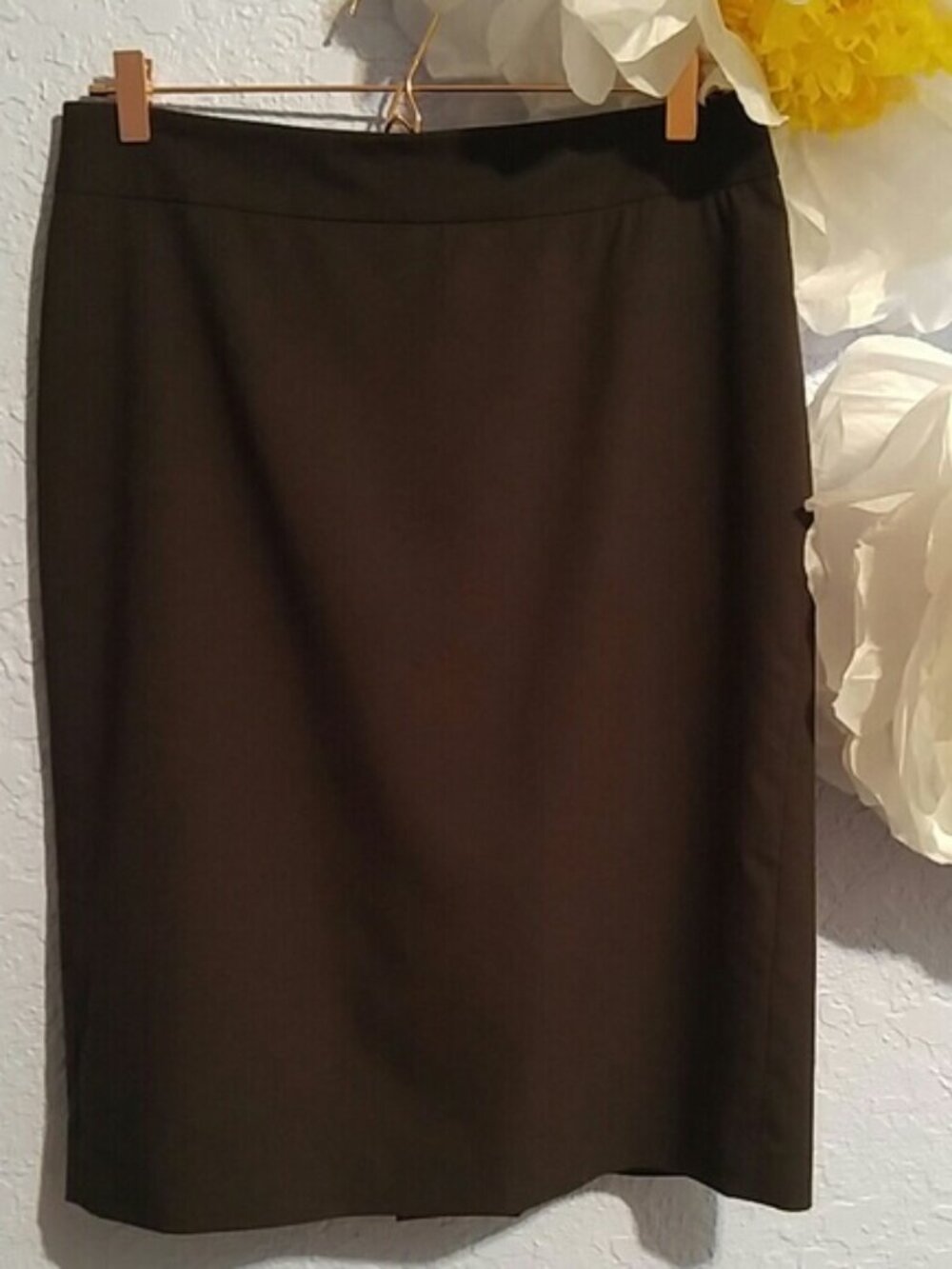 Zara Basic Classic Pencil Skirt Lined SZ 10 Chocolate Brown Hidden Back Zip